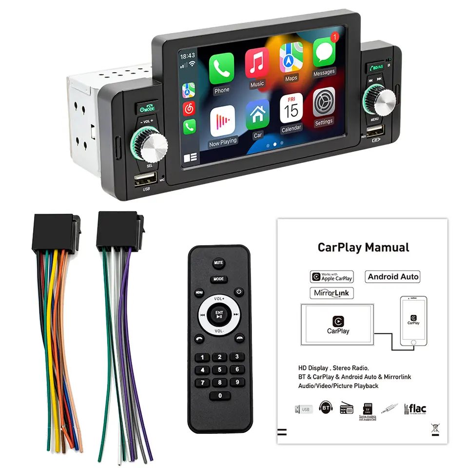 1 DIN 5" Car Stereo with CarPlay and Android Auto - Image 5