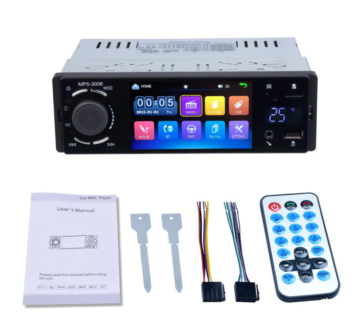 Universal 1 DIN Car Stereo With 4" Screen | Bluetooth | FM | AUX | Camera - Image 7