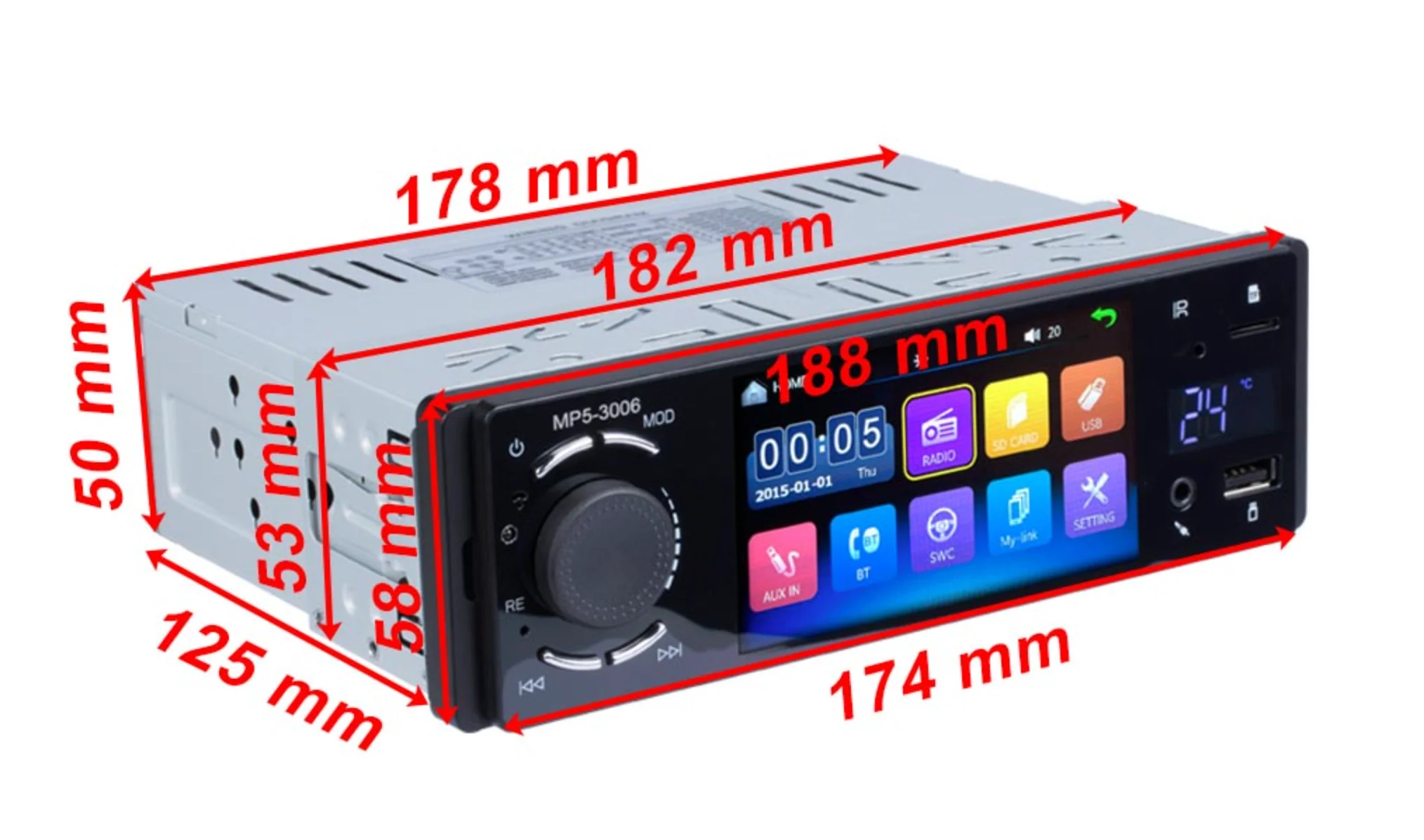 Universal 1 DIN Car Stereo With 4" Screen | Bluetooth | FM | AUX | Camera - Image 8