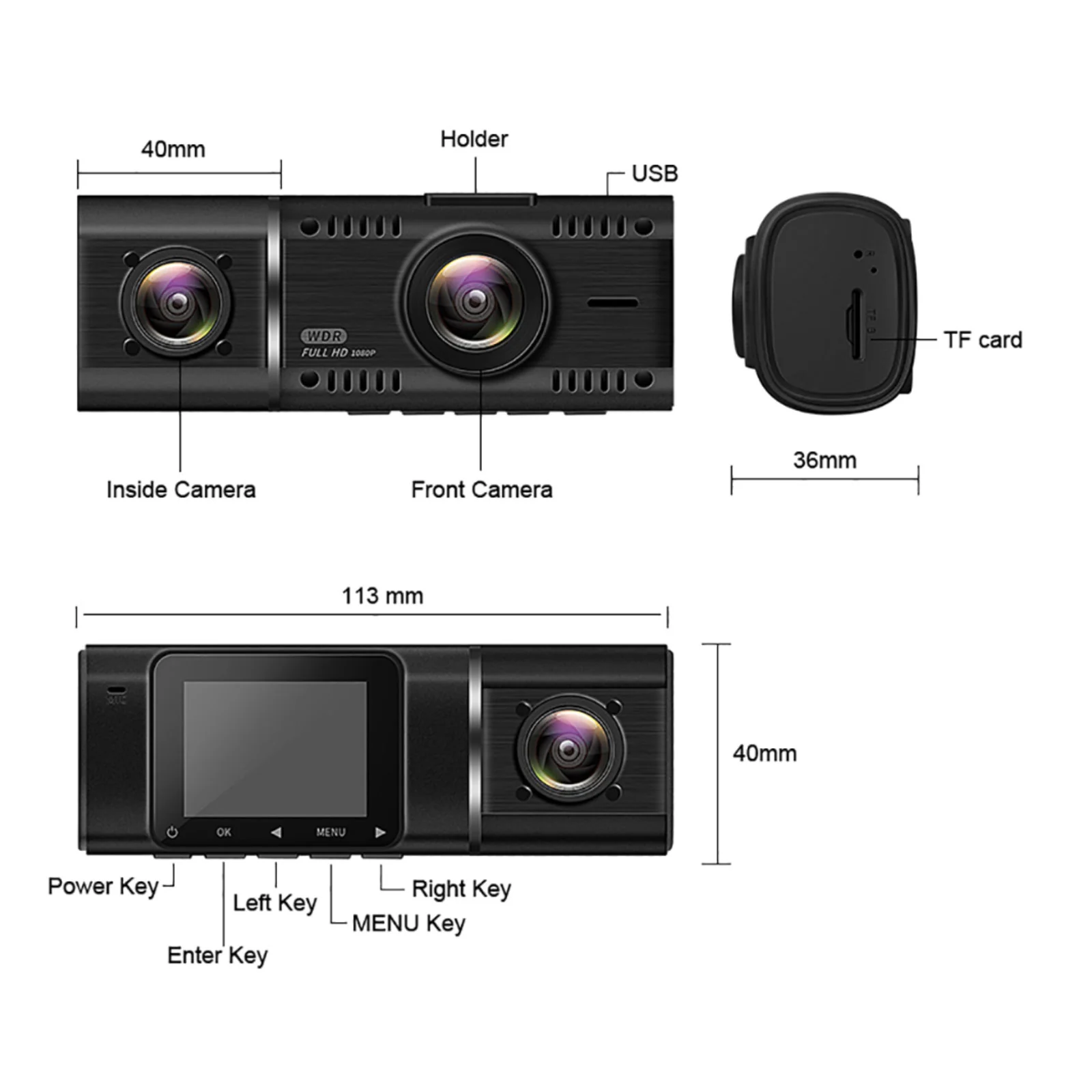 Avison Triple Dashcam with IPS screen and 64GB - Image 3