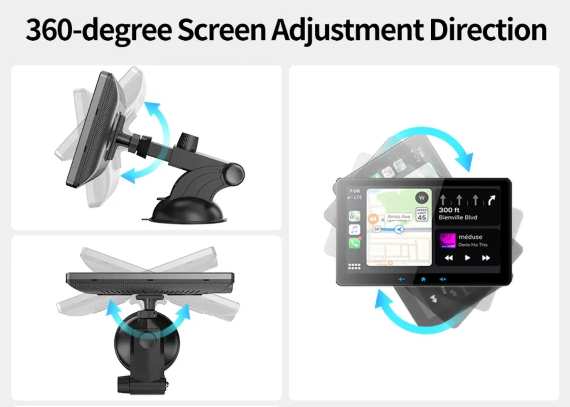 Portable Navigation System with CarPlay and Android Auto | 7 inches | Bluetooth | FM transmitter | AUX - Image 4