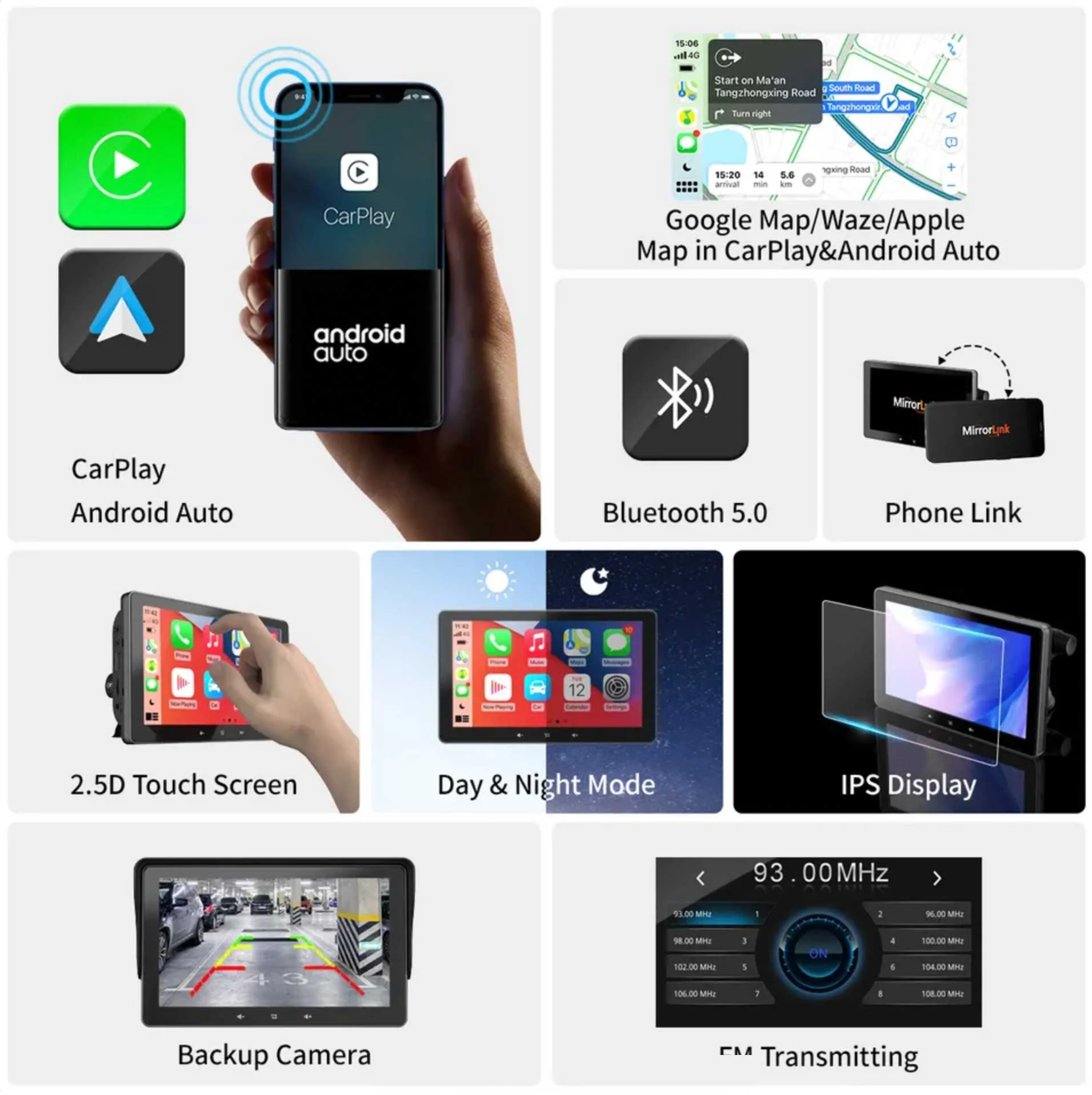 Portable Navigation System with CarPlay and Android Auto | 7 inches | Bluetooth | FM transmitter | AUX - Image 5